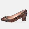 GUY LAROCHE Zapato de tacón cuadrado para mujer piel grabado Serpiente