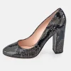 GUY LAROCHE Zapato de tacón ancho para mujer piel grabado Serpiente