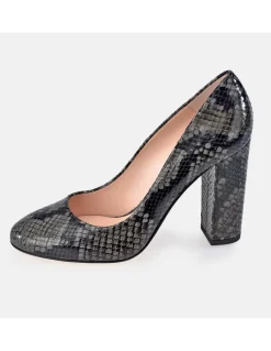 GUY LAROCHE Zapato de tacón ancho para mujer piel grabado Serpiente