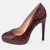 GUY LAROCHE Zapato de tacón con plataforma para mujer piel grabado Serpiente