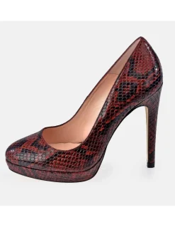 GUY LAROCHE Zapato de tacón con plataforma para mujer piel grabado Serpiente