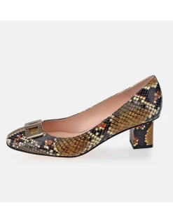 GUY LAROCHE Zapato de tacón cuadrado para mujer piel grabado Serpiente