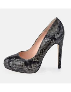 GUY LAROCHE Zapato de tacón con plataforma para mujer piel grabado Serpiente