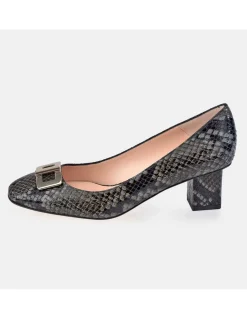 GUY LAROCHE Zapato de tacón cuadrado para mujer piel grabado Serpiente