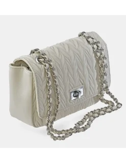 PIERRE CARDIN Bolso bandolera metálica con solapa para mujer en símil piel acolchado