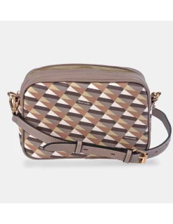 PIERRE CARDIN Bolso bandolera para mujer dos cremalleras lona estampada