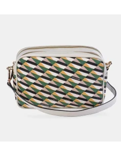 PIERRE CARDIN Bolso bandolera para mujer dos cremalleras lona estampada