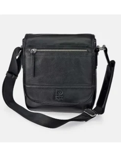 PIERRE CARDIN Bolso cruzar hombre piel con bandolera nylon