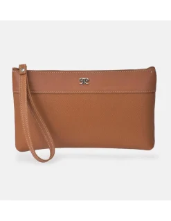 PIERRE CARDIN bolso de mano plano con asa y cremallera para mujer en piel sintética