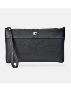 PIERRE CARDIN bolso de mano plano con asa y cremallera para mujer en piel sintética