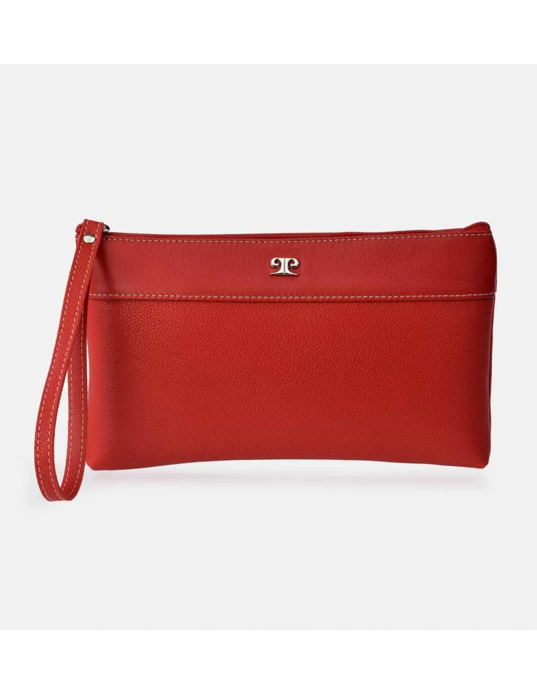 PIERRE CARDIN bolso de mano plano con asa y cremallera para mujer en piel sintética