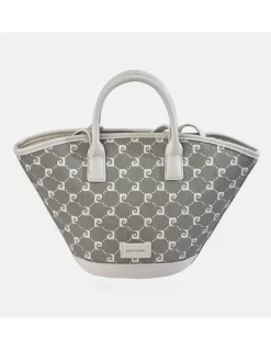 PIERRE CARDIN bolso de mano mini capazo con asas cortas y largas en lona estampada