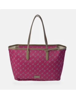 PIERRE CARDIN bolso shopping grande en lona estampada con cierre