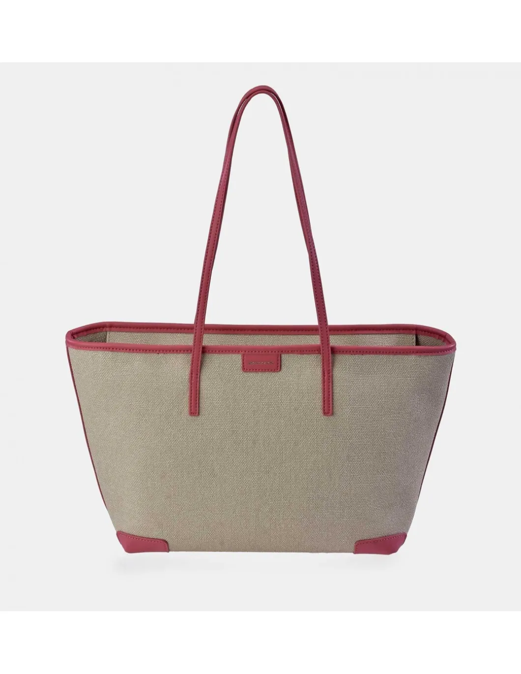 PIERRE CARDIN bolso shopping con cierre en lona lisa grande