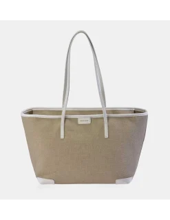 PIERRE CARDIN bolso shopping con cierre en lona lisa grande