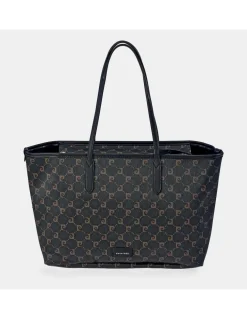 PIERRE CARDIN bolso shopping grande en lona estampada con cierre
