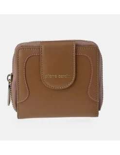 PIERRE CARDIN Monedero billetero pequeño con pespunte en piel para mujer
