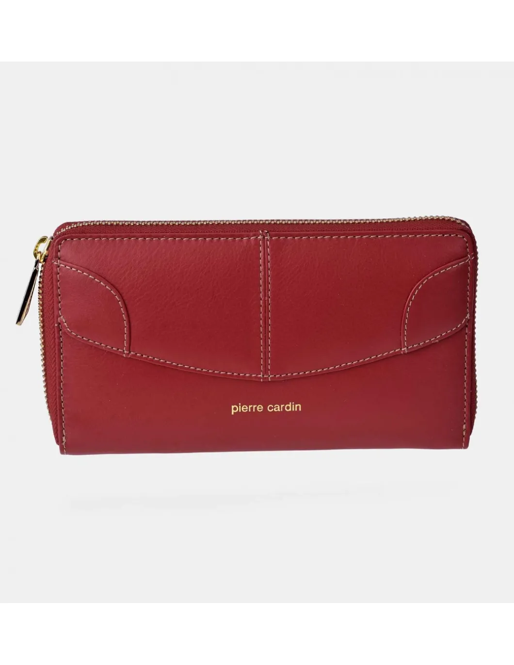 PIERRE CARDIN monedero clásico grande con cremallera para mujer en piel suave