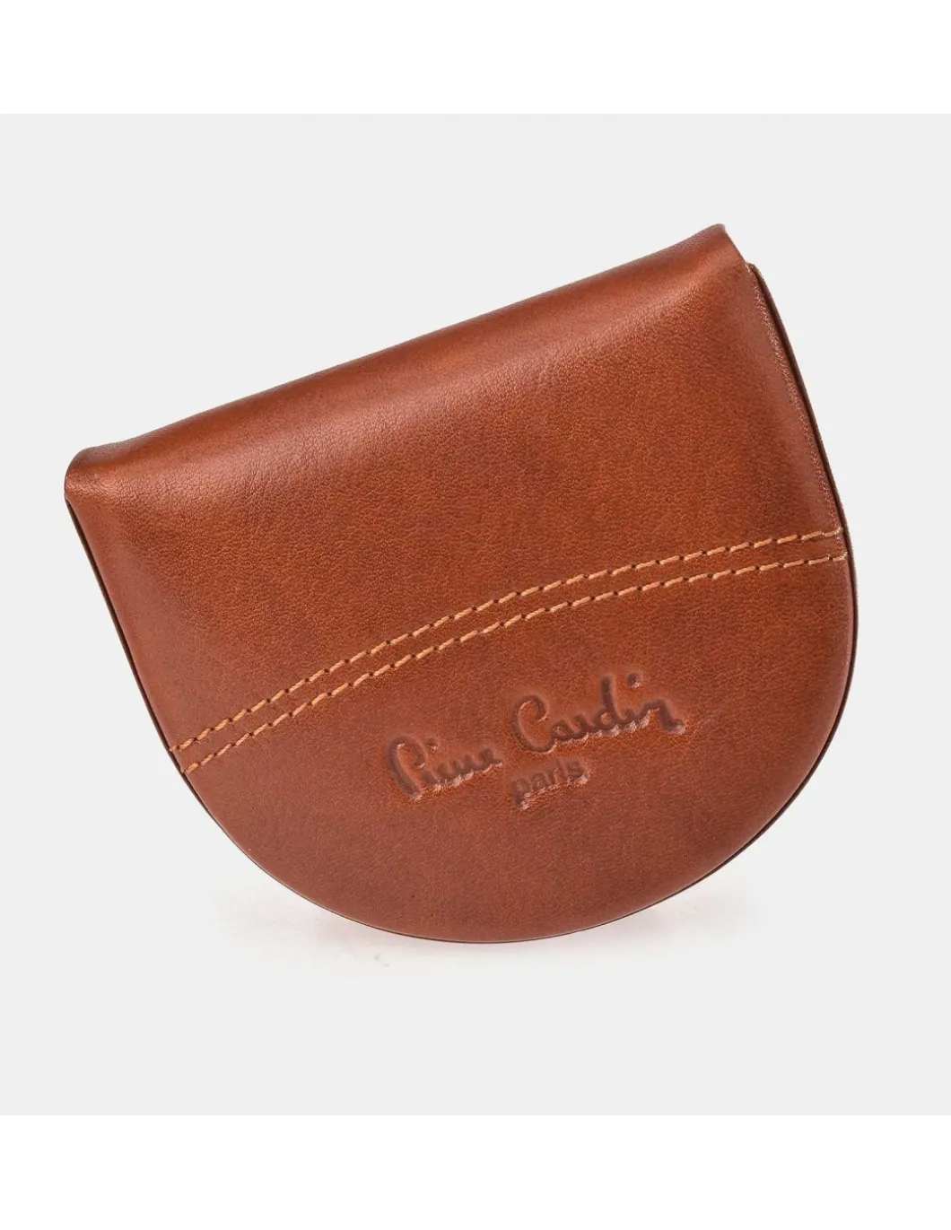 PIERRE CARDIN Monedero de tacón para hombre en piel color cuero