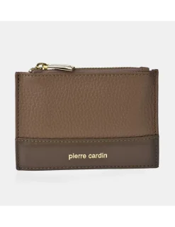 PIERRE CARDIN tarjetero con monedero para mujer en piel grano