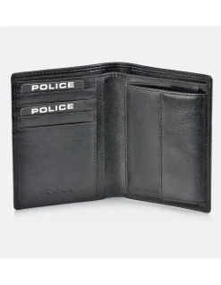 POLICE cartera clásica de piel para hombre con monedero interior