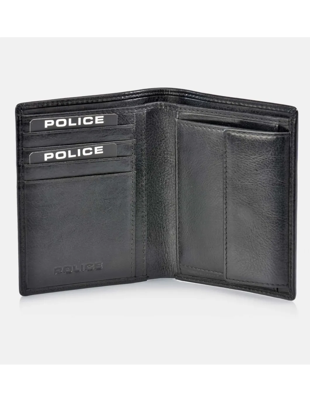 POLICE cartera clásica de piel para hombre con monedero interior