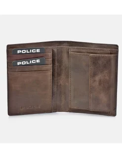 POLICE cartera de piel con calavera para hombre con monedero interior