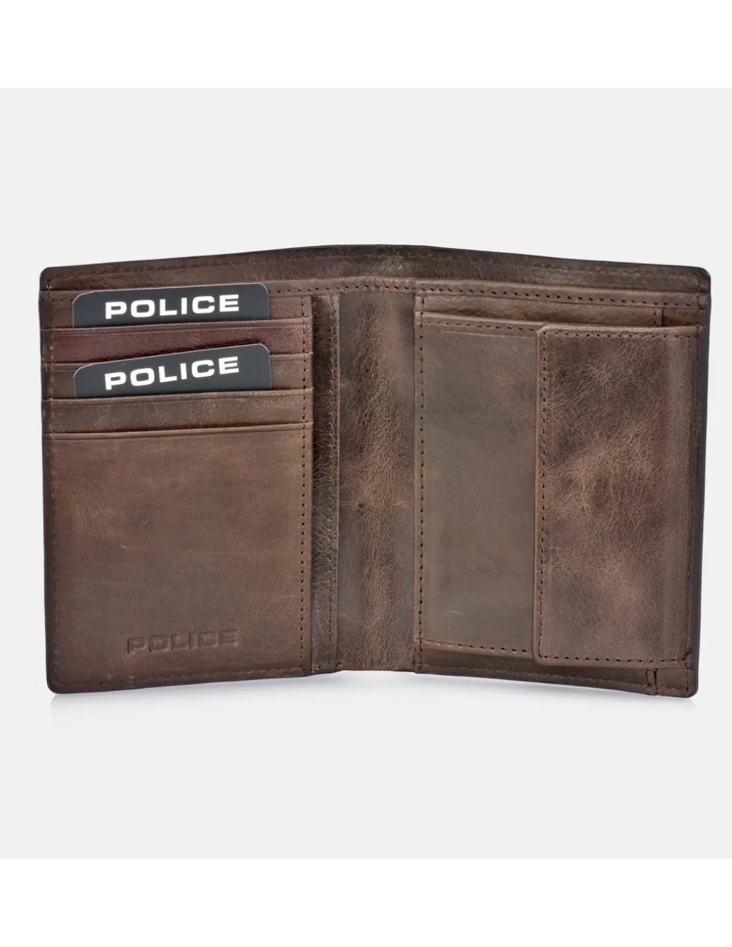 POLICE cartera de piel con calavera para hombre con monedero interior