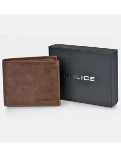 POLICE cartera de piel para hombre tipo americano con monedero interior