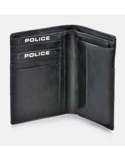 POLICE cartera de piel para hombre con monedero interior con logo grabado