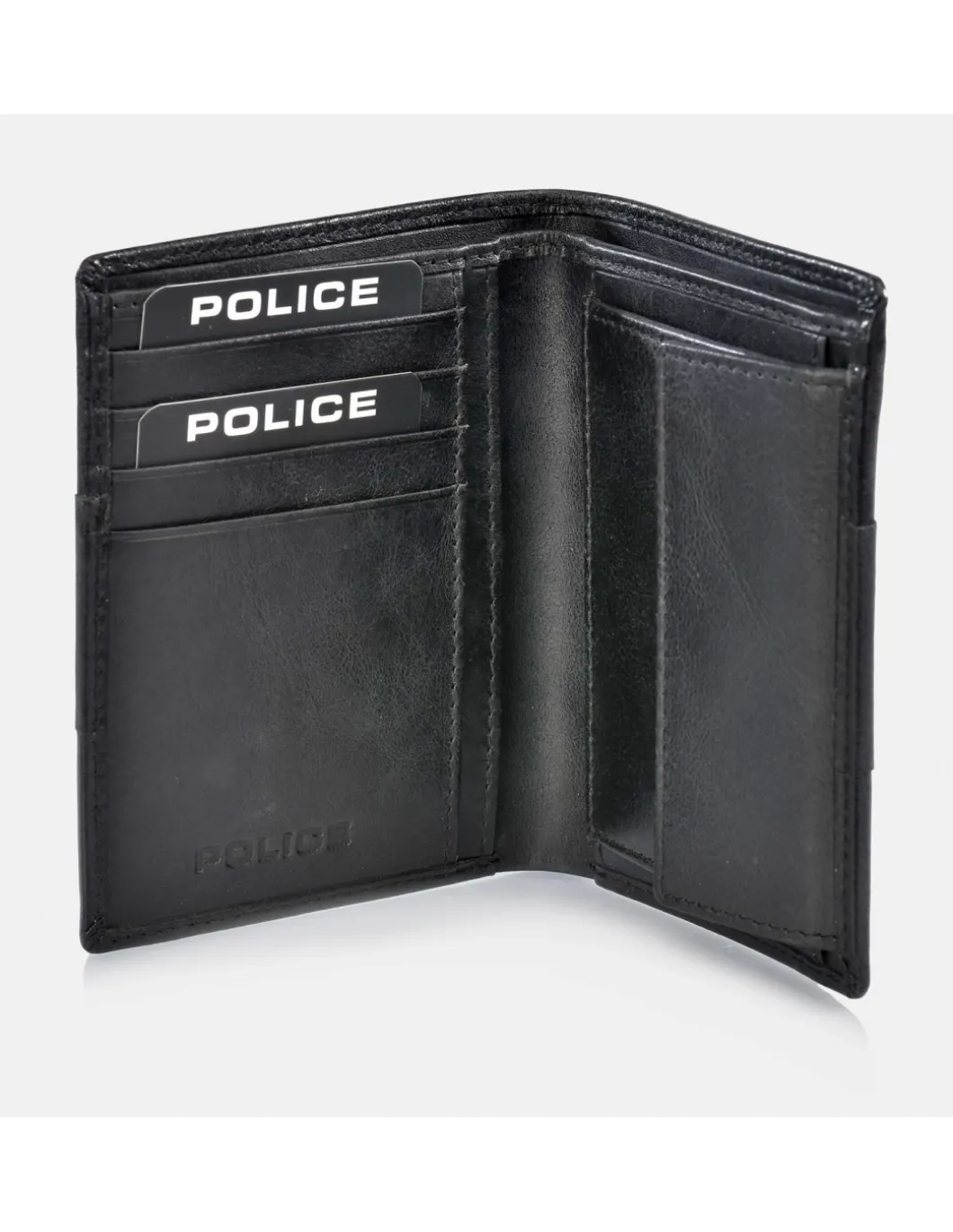 POLICE cartera de piel para hombre con monedero interior con logo grabado