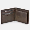 POLICE cartera de piel tipo americano para hombre con monedero