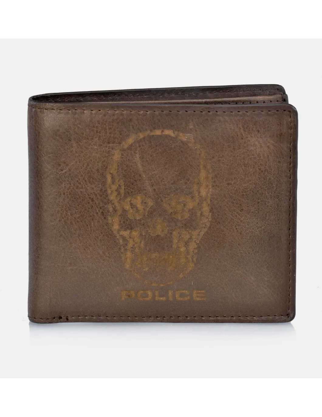 POLICE cartera de piel tipo americano con calavera para hombre con monedero