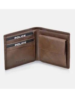 POLICE cartera de piel vintage tipo americano para hombre con monedero interior