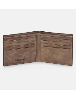 POLICE cartera grande de piel tipo americano para hombre