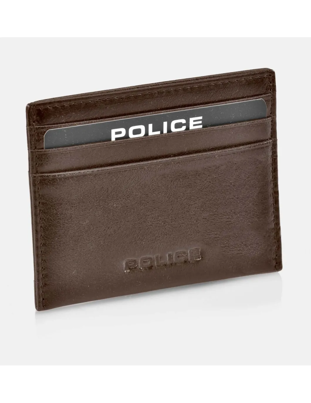 POLICE tarjetero plano de piel para hombre