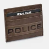 POLICE tarjetero plano de piel vintage para hombre logo grabado
