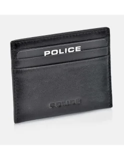 POLICE tarjetero plano de piel para hombre
