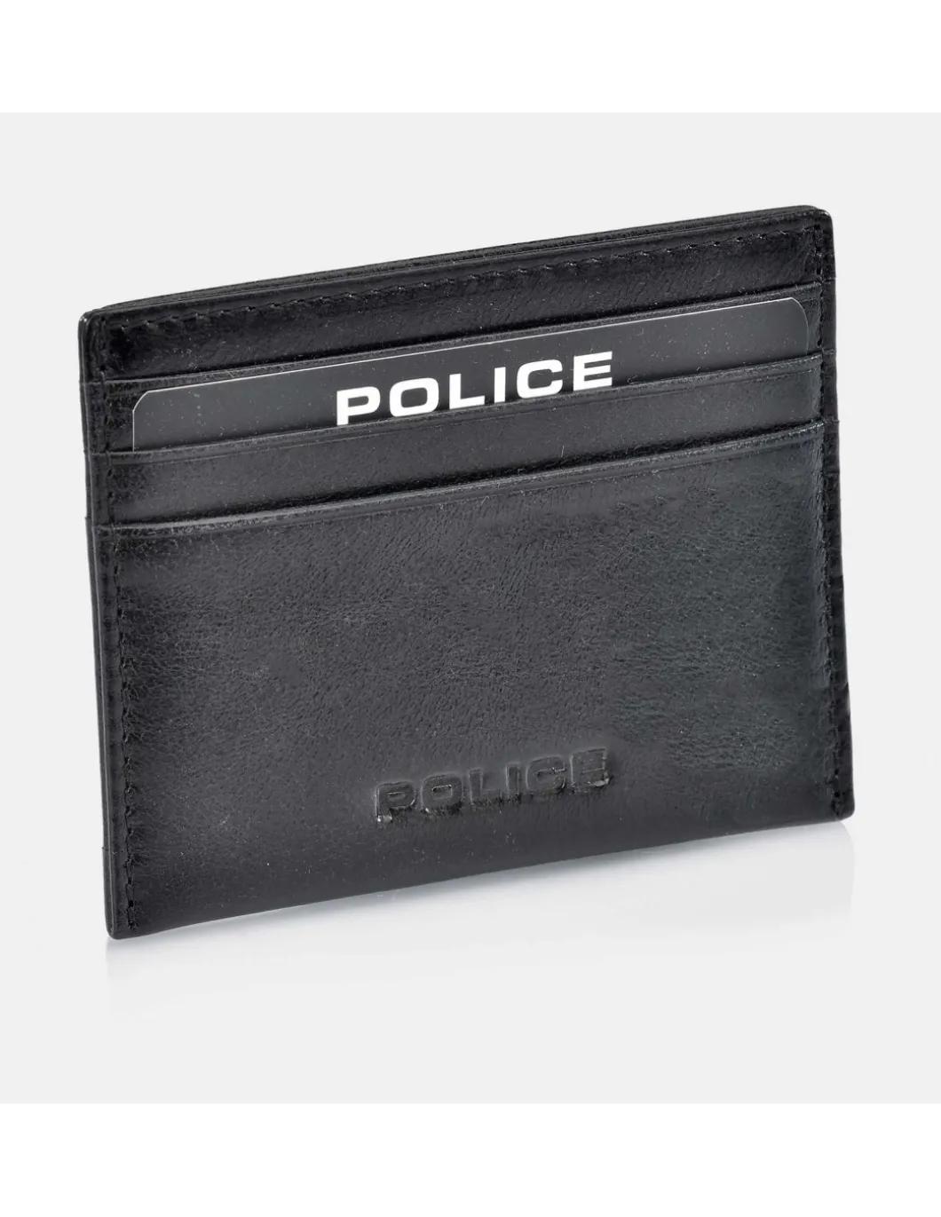 POLICE tarjetero plano de piel para hombre
