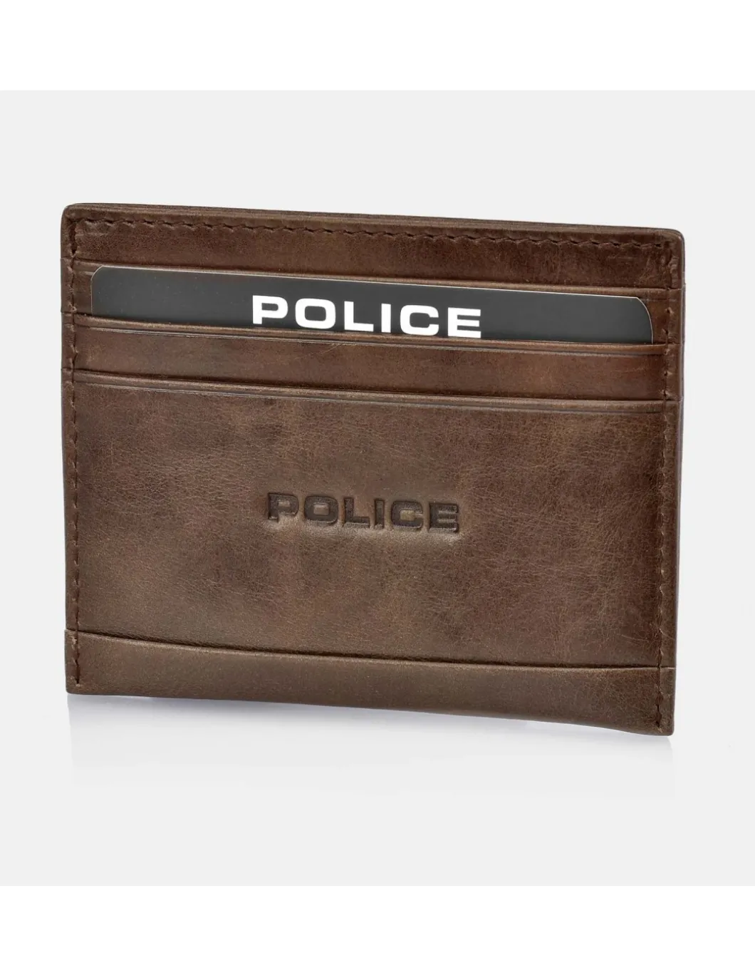 POLICE tarjetero plano grande de piel para hombre