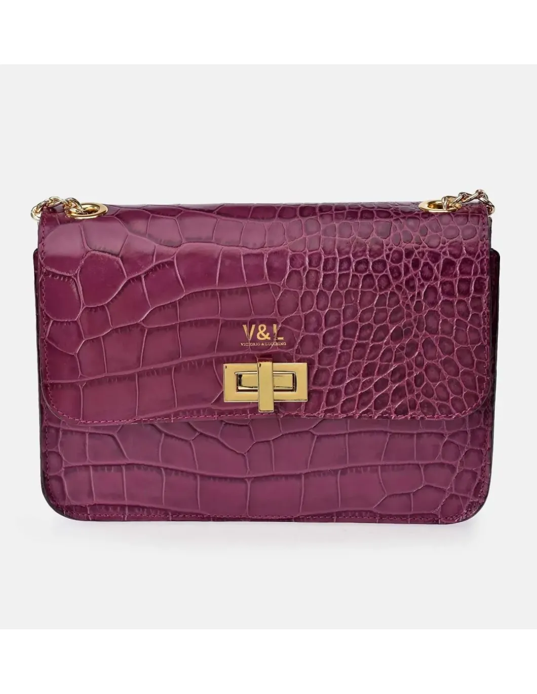 Victorio & Lucchino bolso bandolera grande para mujer en piel grabado coco