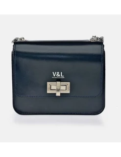 Victorio & Lucchino bolso bandolera solapa para mujer en piel lisa metalizada