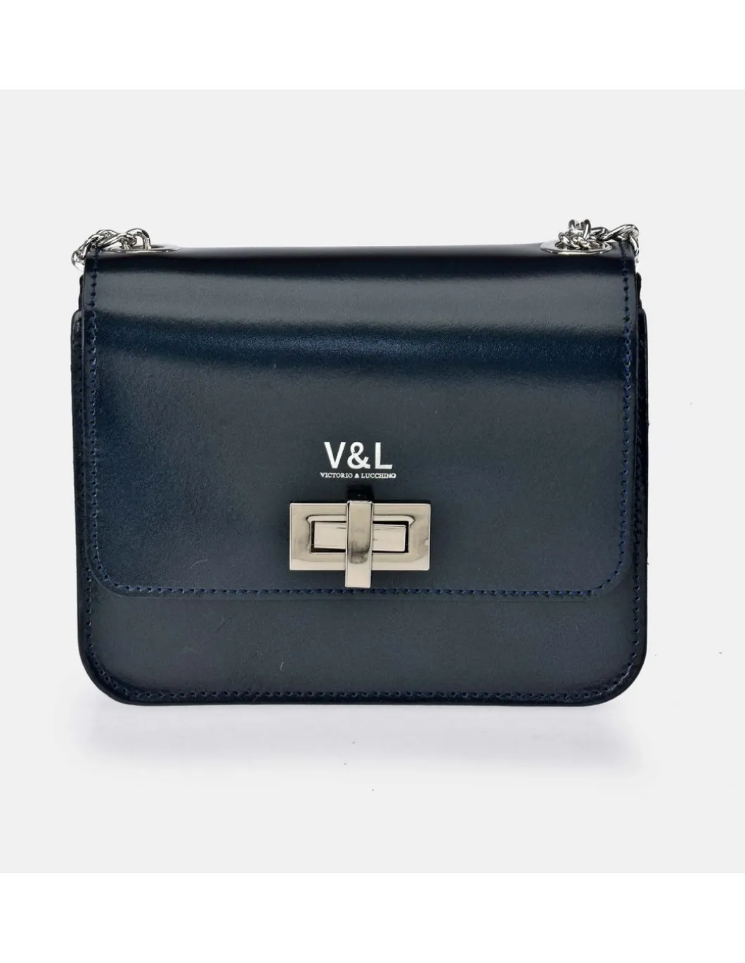 Victorio & Lucchino bolso bandolera solapa para mujer en piel lisa metalizada