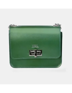 Victorio & Lucchino bolso bandolera solapa para mujer en piel lisa metalizada
