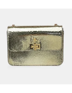 Victorio & Lucchino Bolso metalizado bandolera para mujer en piel grabada