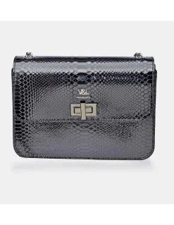 Victorio & Lucchino Bolso metalizado bandolera para mujer en piel grabada