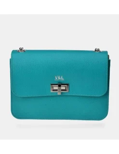 Victorio & Lucchino Bolso bandolera metálica con solapa para mujer piel grabado
