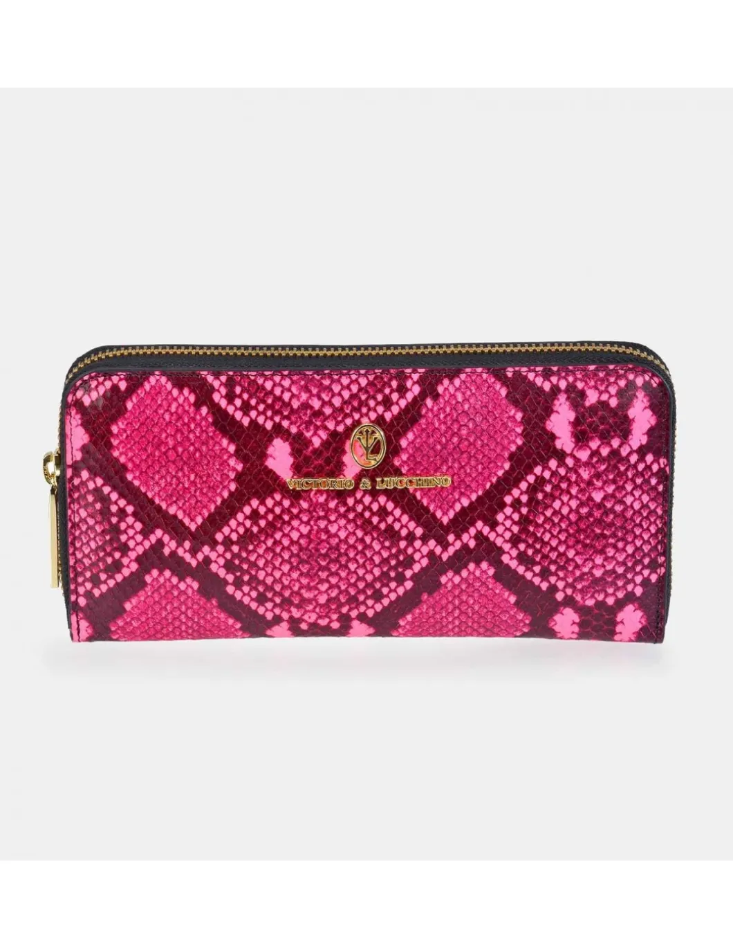 Victorio & Lucchino Monedero cremallera grande mujer piel animal print flúor