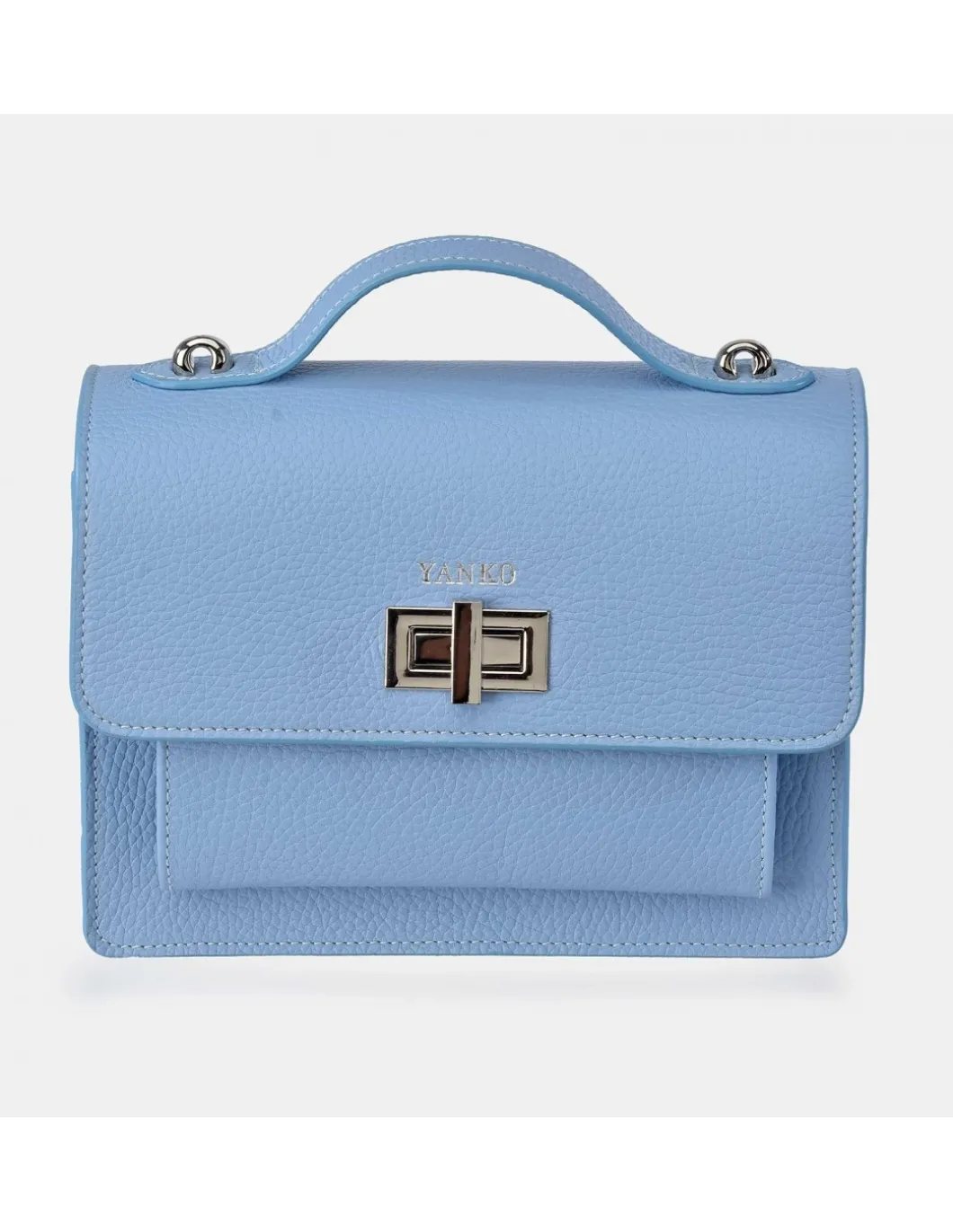 YANKO bolso bandolera con asa de mano y solapa para mujer en piel Grano
