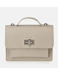 YANKO bolso bandolera con asa de mano y solapa para mujer en piel Grano